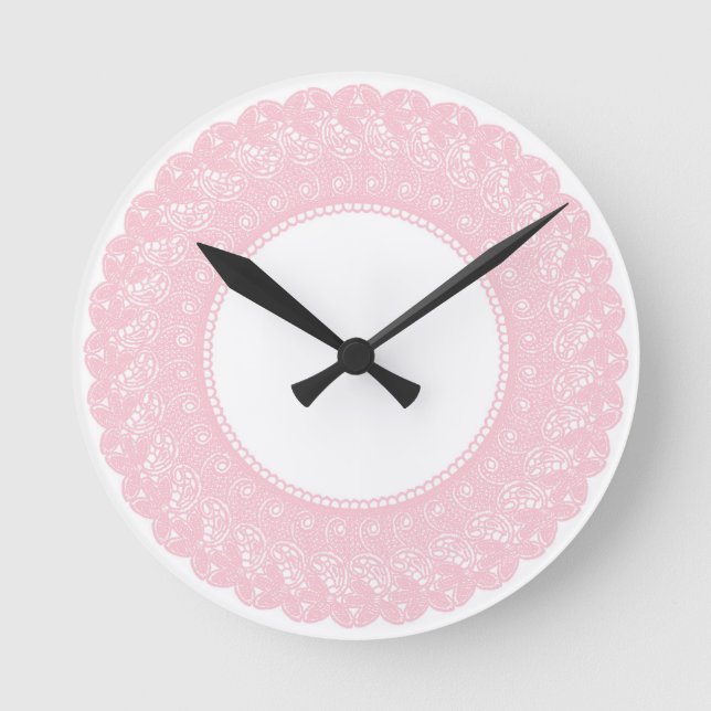 Redondo Mediano Reloj rosado elegante del cordón (Anverso)