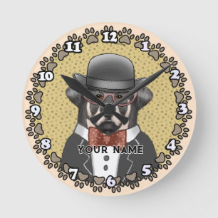 Redondo Mediano Reloj Rottweiler con gafas