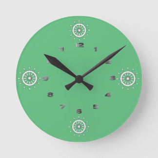 Redondo Mediano Reloj - Ruedas de barcos blancos