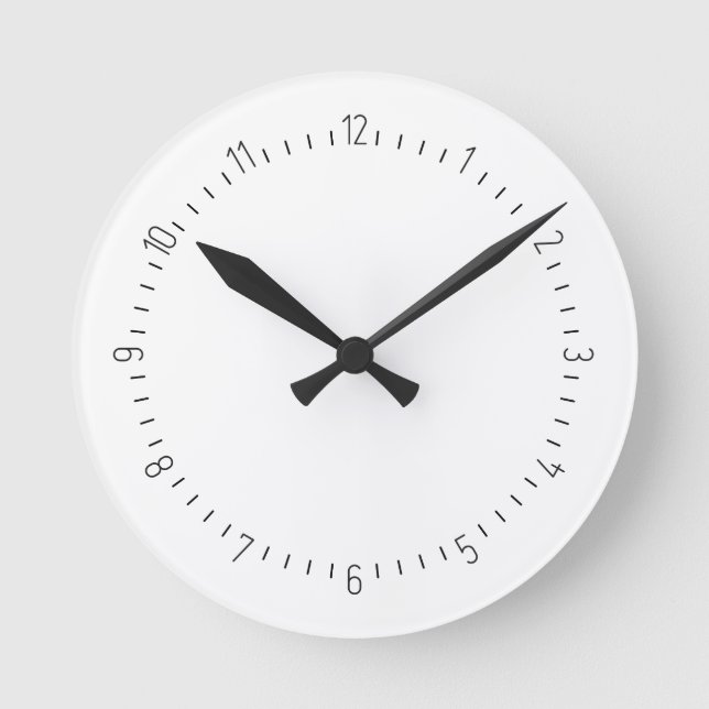 Redondo Mediano Reloj simple con números y líneas negras (Anverso)