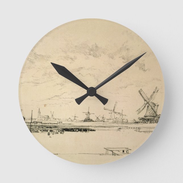 Redondo Mediano Reloj "Sketch of Windmills" (Anverso)