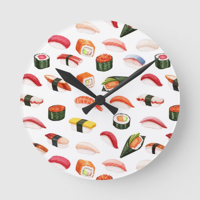 Redondo Mediano Reloj sushi de novedad (Anverso)