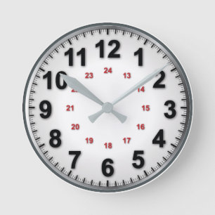 Redondo Mediano Reloj tradicional con 12/24