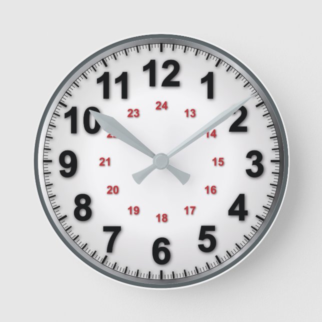 Redondo Mediano Reloj tradicional con 12/24 (Anverso)