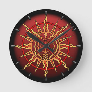Redondo Mediano Reloj tribal moderno de paredes nativas de Sun Dec