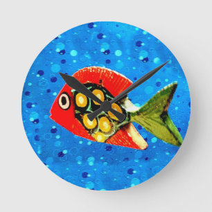 Redondo Mediano Reloj tropical de los pescados
