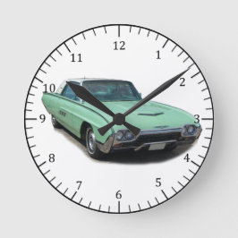 Redondo Mediano Reloj verde clásico del coche de 1963