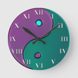 Redondo Mediano Reloj verde y púrpura del número romano de