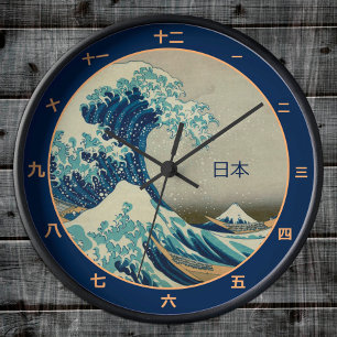 Redondo Mediano Reloj vintage de Japón, Gran Ola frente a Kanagawa