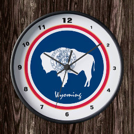 Redondo Mediano Reloj Wyoming Flag y moda/diseño de Wyoming EE. UU