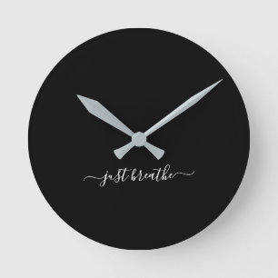 Redondo Mediano Respire un guión elegante negro yoga gran reloj