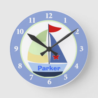 Redondo Mediano Sala de guardería de velero Personalizado reloj de