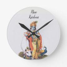 Señor simple personalizado Krishna con reloj redon