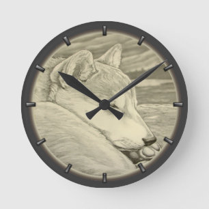 Redondo Mediano Shiba Inu Regalos De Reloj Decoración 柴 犬 礼 Reloj 