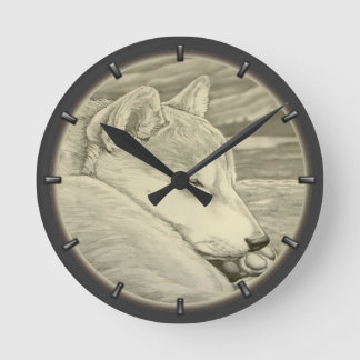 Redondo Mediano Shiba Inu Regalos De Reloj Decoración 柴 犬 礼 Reloj