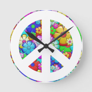 Redondo Mediano Signo de paz de Hippy reloj