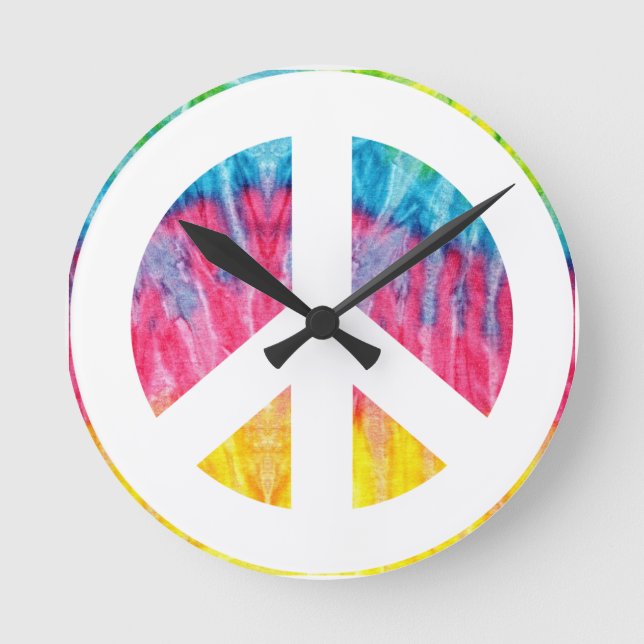 Redondo Mediano Signo de paz de Hippy reloj (Anverso)