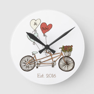 Redondo Mediano Sr. y señora reloj de la bici del amor de pared
