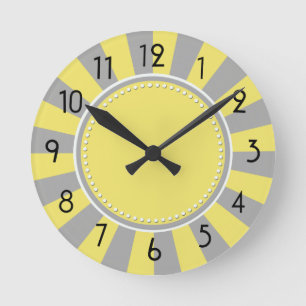 Redondo Mediano Starburst amarillo y gris raya el reloj