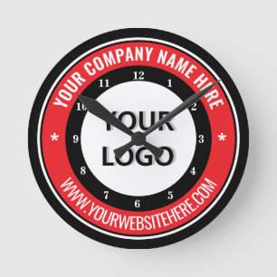 Redondo Mediano Sube el logotipo de tu empresa Reloj con texto per