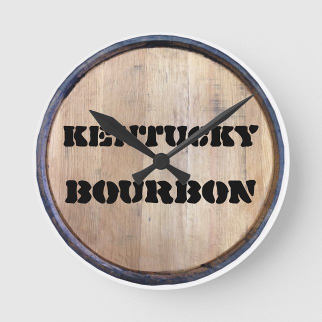 REDONDO MEDIANO TAPA DE BARRIL DE BOURBON (FALSA) RELOJ KENTUCKY (Anverso)