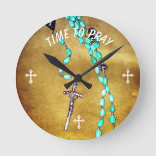 Redondo Mediano Tiempo de reloj del rosario para rogar