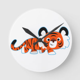 Redondo Mediano Tigre Personalizado lindo en el reloj del muro de