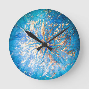 Redondo Mediano Turquesa y reloj dorado