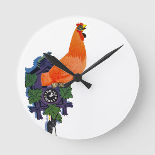 Redondo Mediano Vintage retro del tiempo del gallo del reloj del