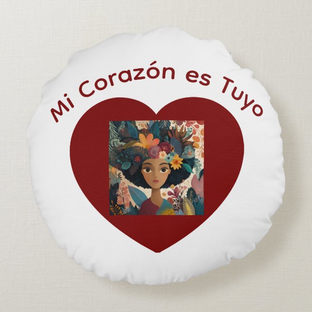 Redondo Mi Corazón es Tuyo Cojín (Reverso)
