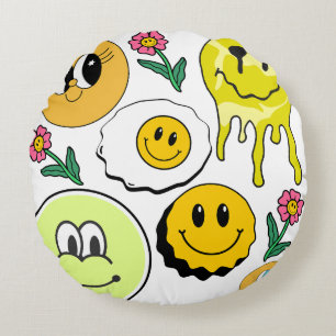 Redondo Mikitiez Cojín smiley cara amarilla jardín