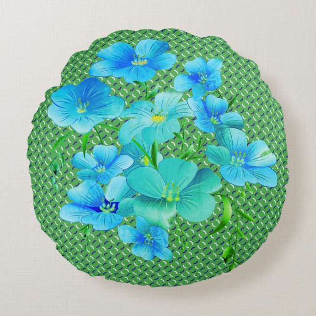 Redondo Moda moderna Patrón verde Cojín decorativo de ilim (Anverso)