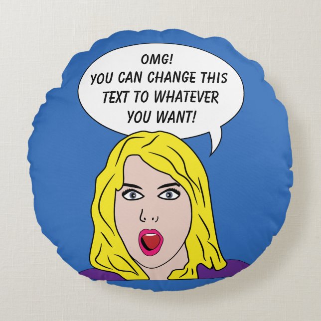Redondo MUJER DE RETRO con su cojín personalizado de TEXTO (Anverso)