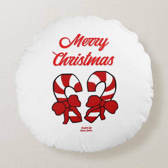 Redondo Navidades Candy Canes Round Cojín decorativo (Anverso)