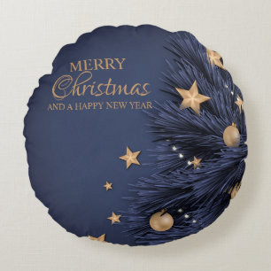 Redondo Navidades simples de Navy Gold Día Cojín decorativ
