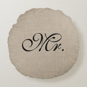 Redondo Negro Sr. Burlap Cojín decorativo