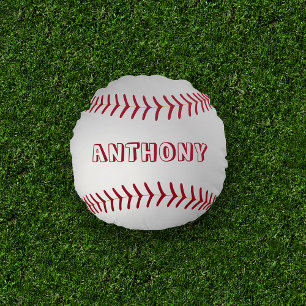 Redondo Nombre personalizado Cojín decorativo de béisbol r