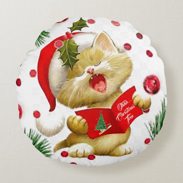 Redondo O Cojín decorativo de Ronda de Árbol de Navidad (Anverso)