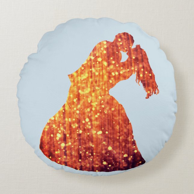 Redondo Pareja dorada, beso, roma redondea a lanzar cojín (Anverso)