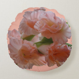 Redondo Pastel Naranja Polvo de Gladioli Rosa. Cojín lumba