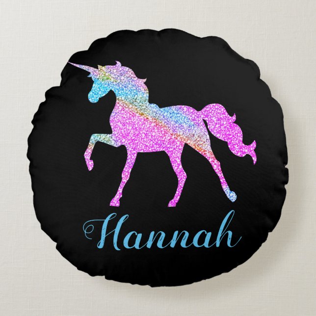 Redondo Personalice su propio Cojín decorativo de Unicorn (Anverso)