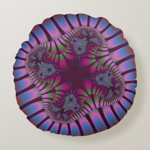 Redondo Personalizado Burgundy Blue Flower Round Cojín dec