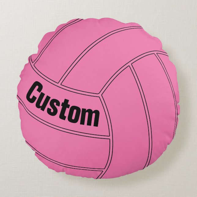 Redondo Personalizado Texto Voleibol rosa Cojín decorativo (Anverso)