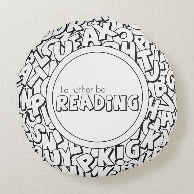 Redondo Preferiría Leer Cojín decorativo (Reverso)