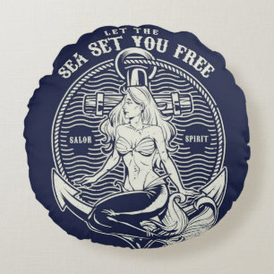 Redondo Que el mar te rodee el Cojín decorativo libre
