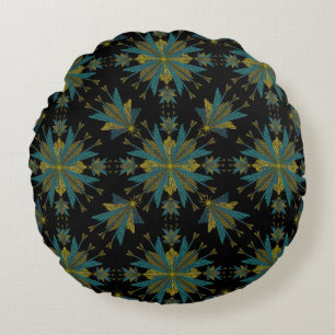 Redondo Retro Fairy Stars Black Round Cojín decorativo