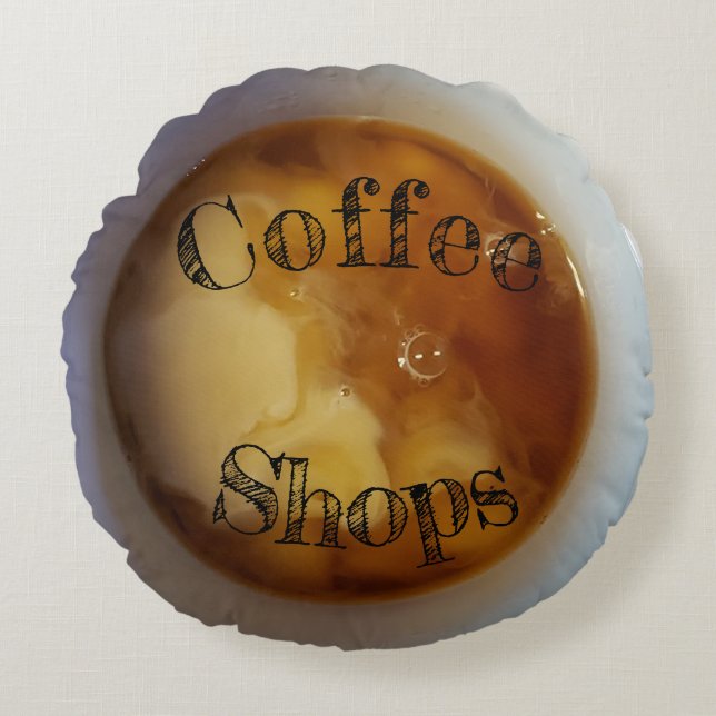 Redondo Tiendas de café personalizadas cojín personalizado (Anverso)