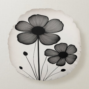 Redondo Tinta floral minimalista: Resumen de Cojín decorat