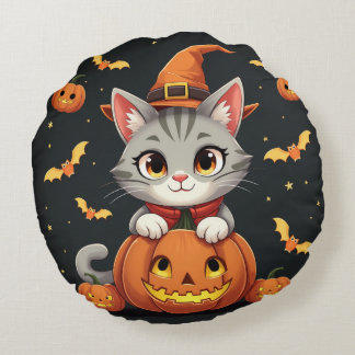 Redondo un lindo cojín de Halloween.