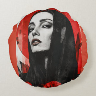 Redondo Vibrante arte pop mujer Cojín decorativo de Moda r